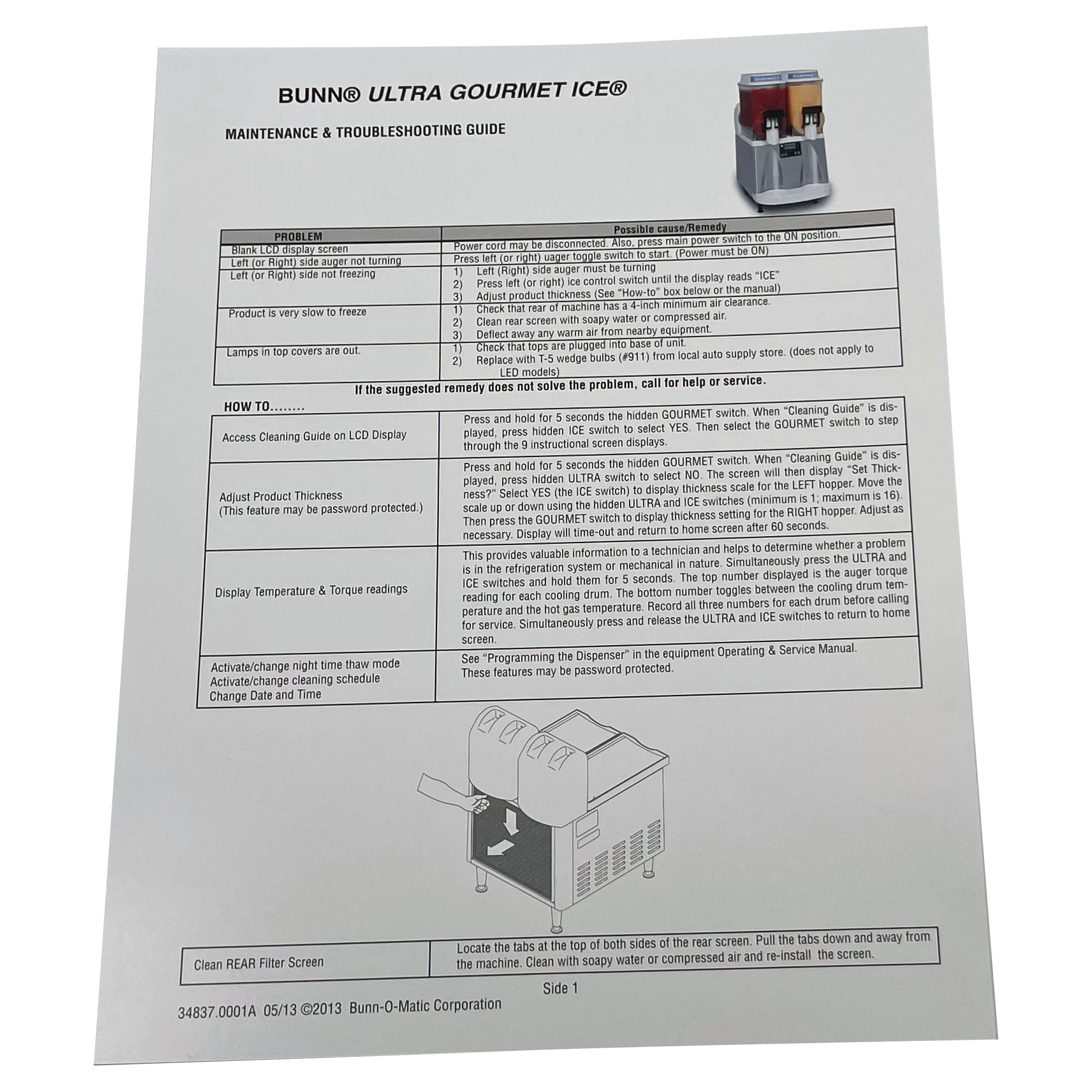 Bunn 34837.0001 Instr Maintenance Card Ultra