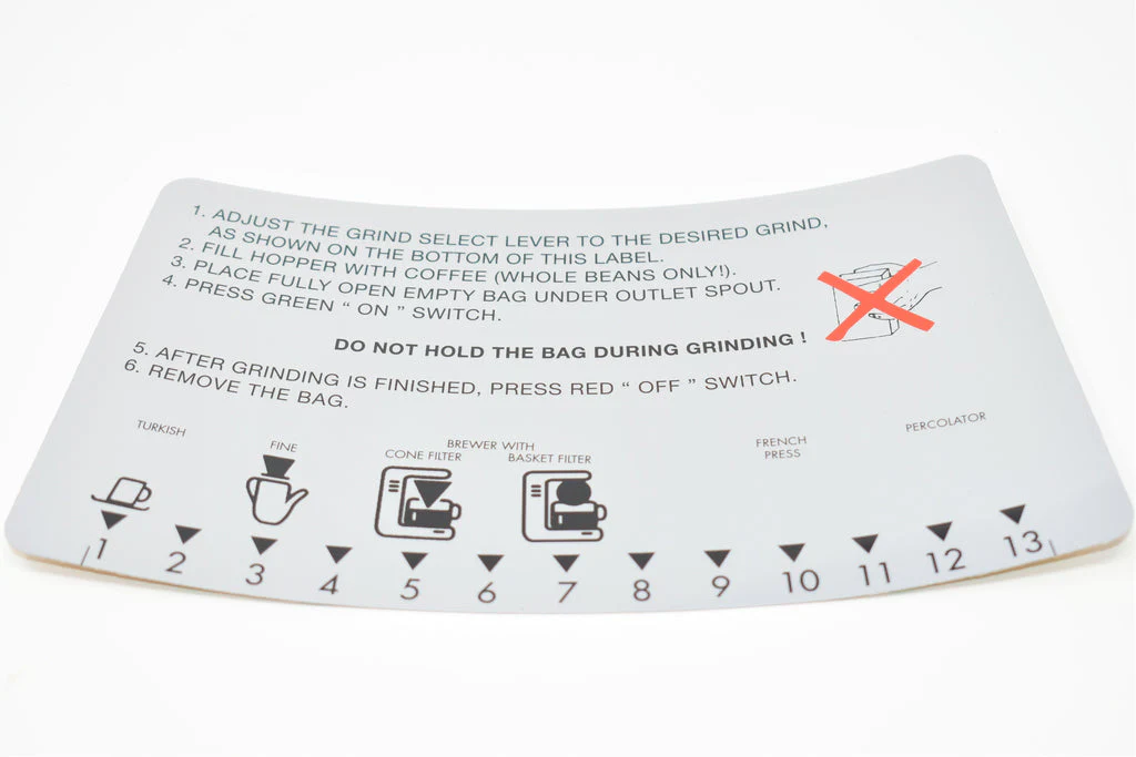 Mahlkonig 704578 Vta 6 S - Operating Instruction English Label Silver Foil Costco